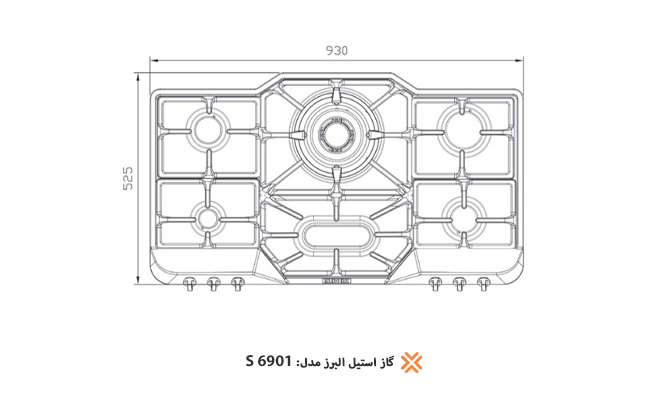 اجاق گاز صفحه ای استیل البرز مدل S 6901