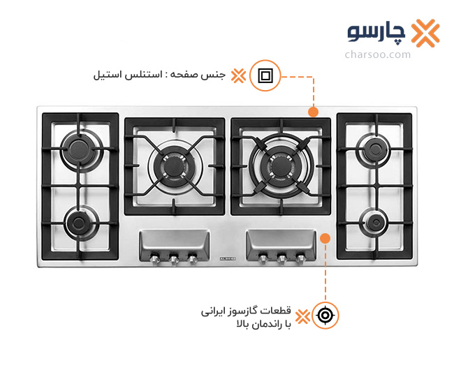 اجاق گاز صفحه ای استیل البرز مدل S 6125