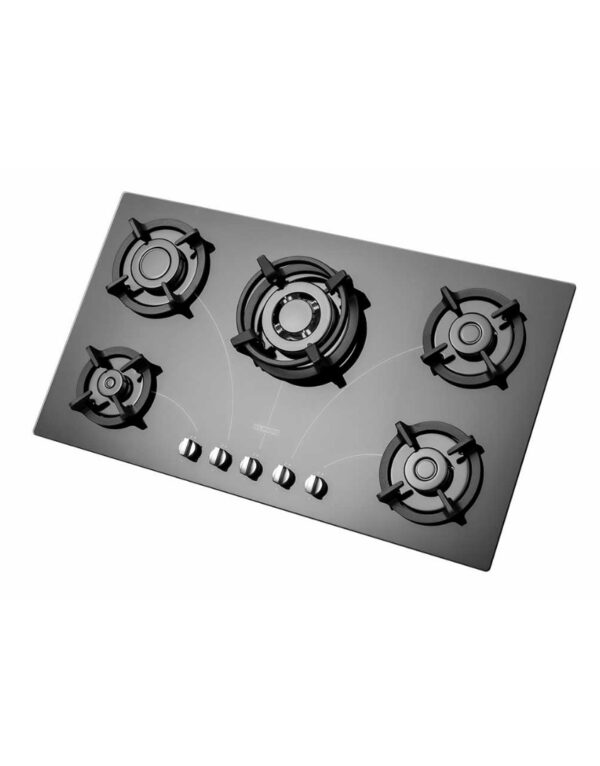 گاز رومیزی پنج شعله شیشه‌ای استیل البرز مدل G 5958