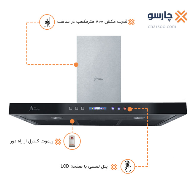 هود شومینه ای اخوان مدل H-49-TS