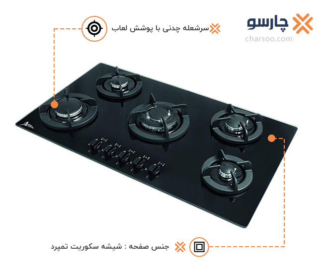 اجاق گاز صفحه ای پنج شعله اخوان مدل GI-24