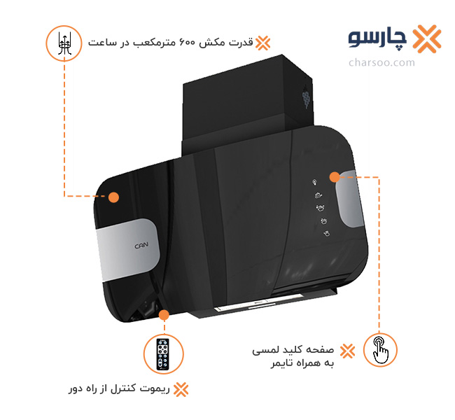 هود کن مدل اونیکس M مشکی نقره ای Onyx-M