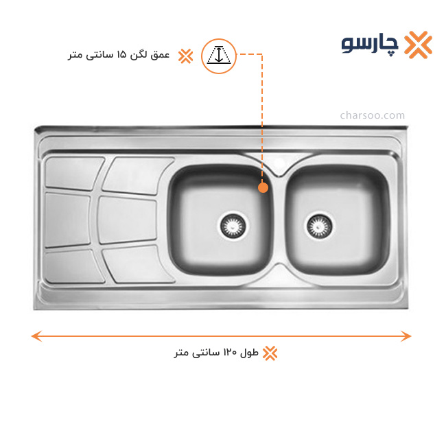 سينک ظرفشویی روکار استیل البرز مدل 219