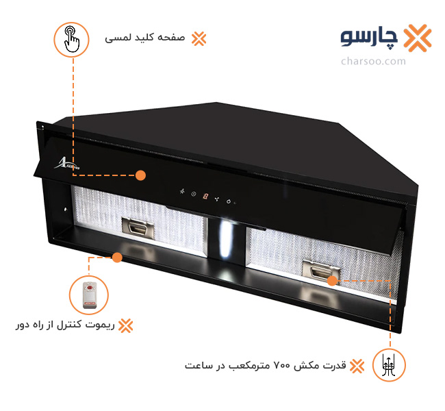 هود مخفی استیل اخوان مدل H64-TL