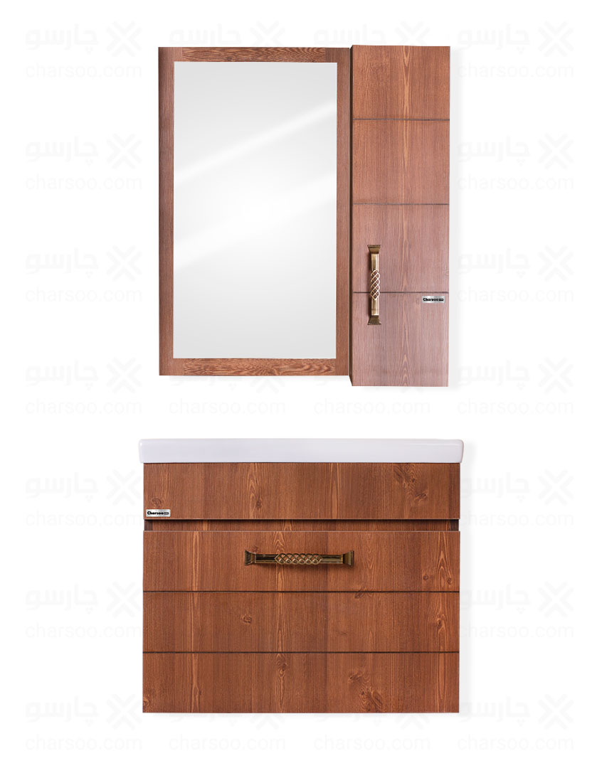 ست کابینت روشویی و آینه باکس چارسو مدل آرانته