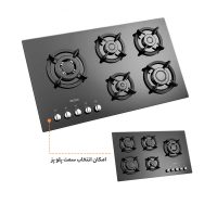 اجاق گاز صفحه ای شیشه‌ای استیل البرز مدل G 5957