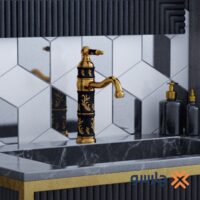 شیر روشویی کسری مدل توکیو مشکی طلایی