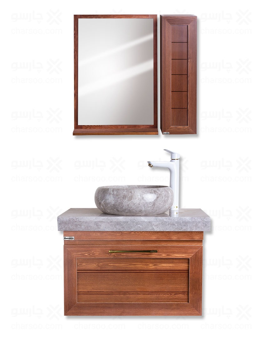 ست کابین روشویی و آینه باکس چارسو مدل سیروان (طول 50 و cm70)