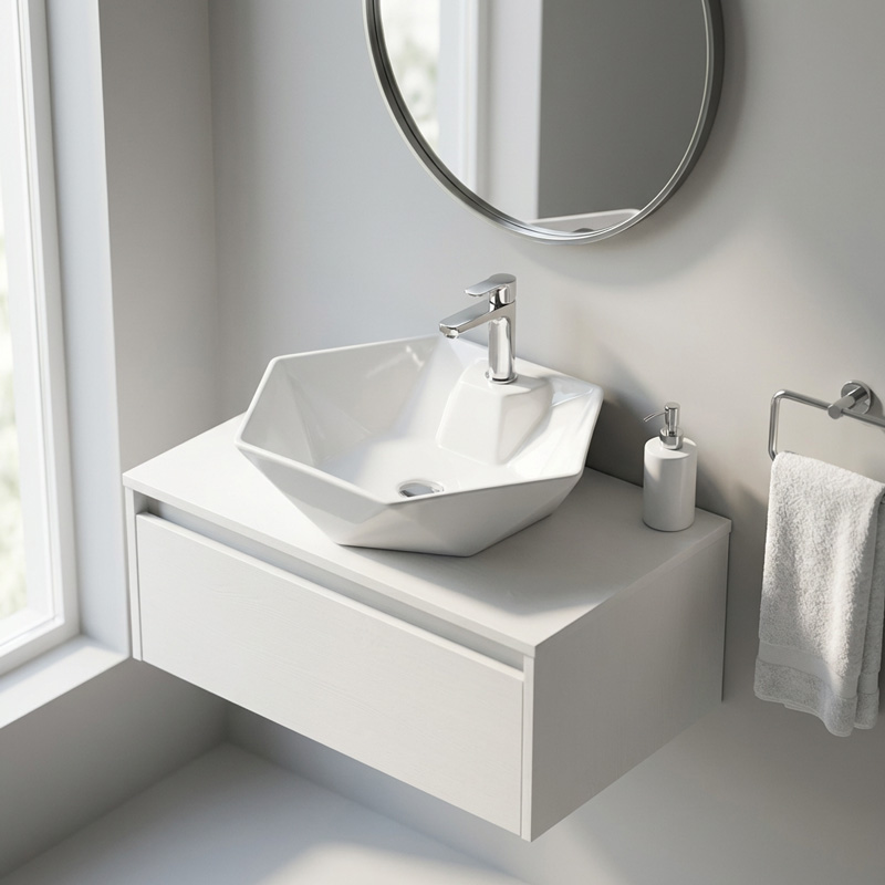 روشویی روکابینتی گاتریا مدل میترا هگزان شیر سرخود