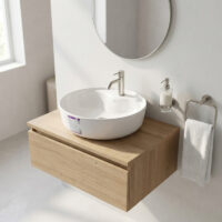 روشویی روکابینتی گاتریا مدل هما بیضی شیر سرخود سفید