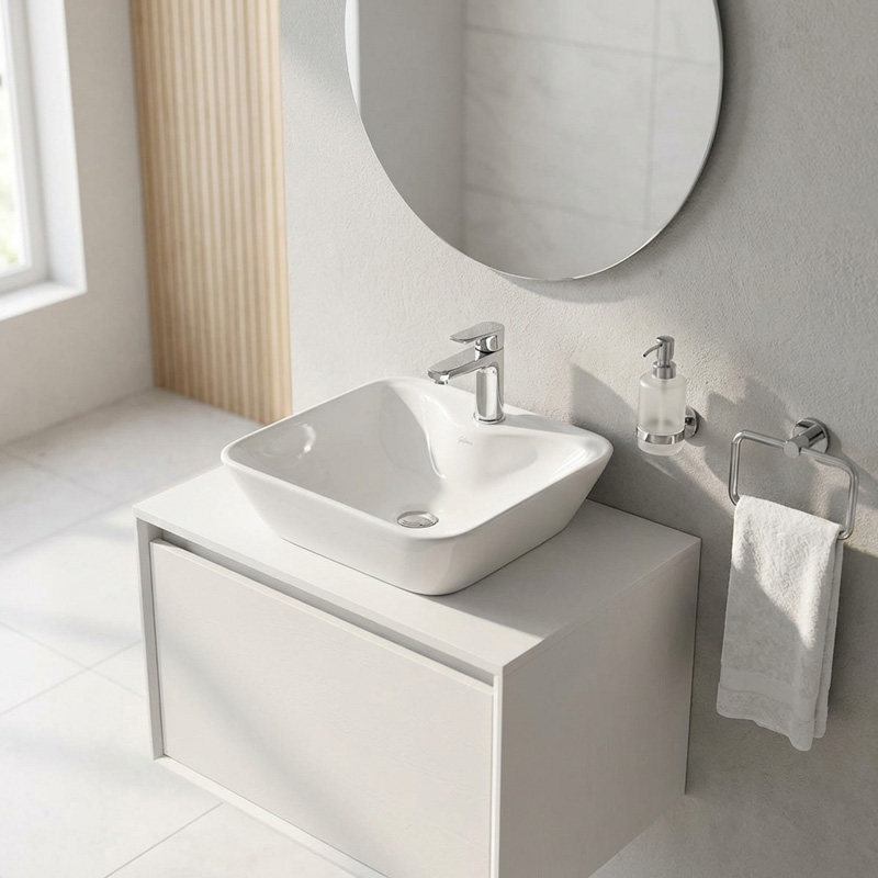 روشویی روکابینتی گاتریا مدل هما مربع شیر سرخود