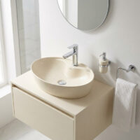 روشویی روکابینتی گاتریا مدل هما بیضی شیر سرخود بژ