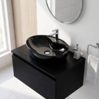 روشویی روکابینتی گاتریا مدل هما بیضی شیر سرخود مشکی