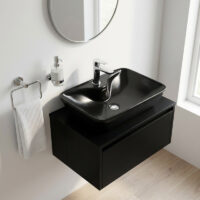 روشویی روکابینتی گاتریا مدل هما مستطیل شیر سرخود مشکی